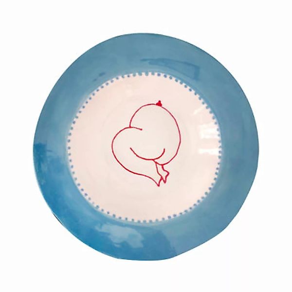 Teller Peachy keramik blau / Ø 26 cm - Handbemalt - LAETITIA ROUGET - Blau günstig online kaufen