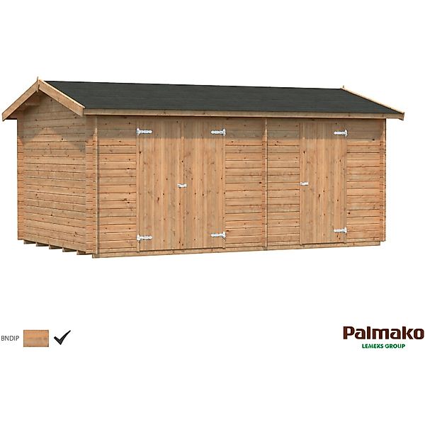 Palmako Jari Holz-Gartenhaus Braun Satteldach Tauchgrundiert 520 cm x 300 c günstig online kaufen