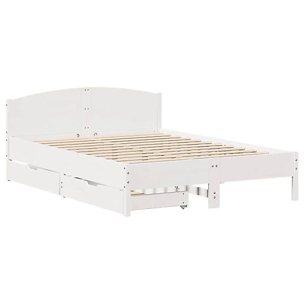 vidaXL Massivholzbett ohne Matratze Weiß 150x200 cm Kiefernholz 3301825 günstig online kaufen