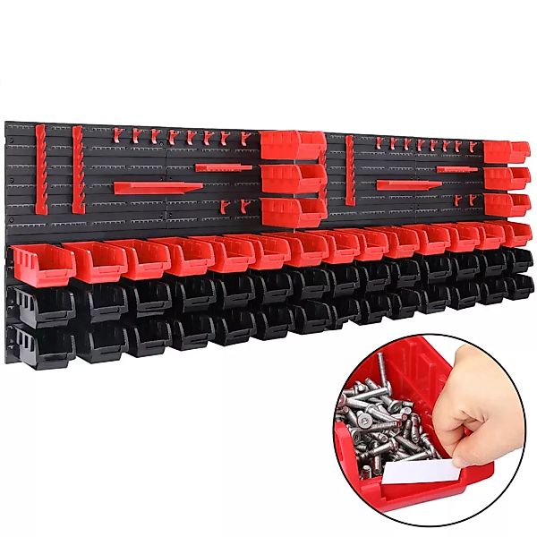 Werkzeugwand Schwarz/Rot 2er-Set Stapelboxen/Werkzeughalter günstig online kaufen