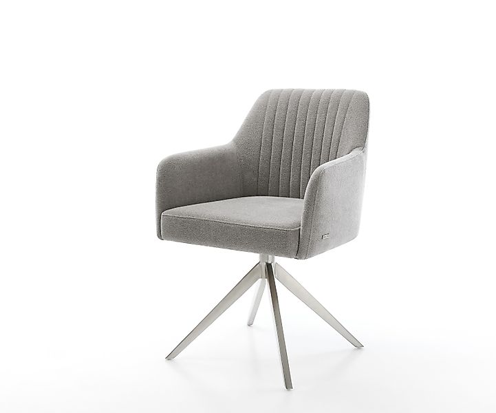 Drehstuhl Greg-Flex Strukturstoff Soft Grau Kreuzgestell breit Edelstahl 36 günstig online kaufen