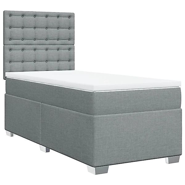 vidaXL Boxspringbett mit Matratze Hellgrau 100x200 cm Stoff2101666 günstig online kaufen