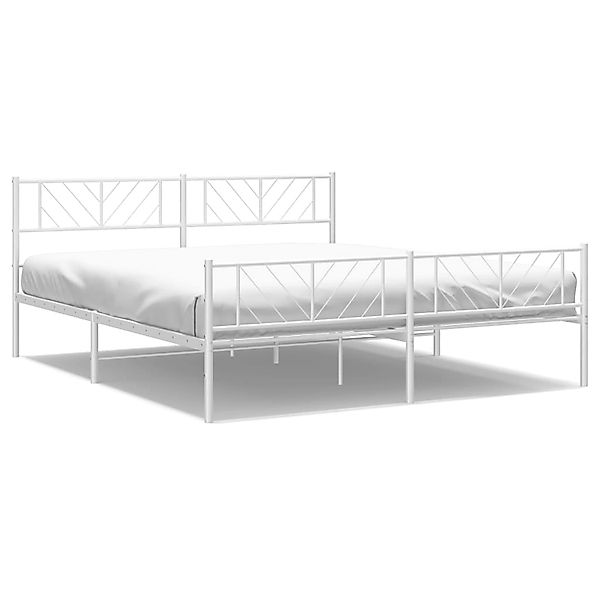 vidaXL Bettgestell mit Kopf- und Fußteil Metall Weiß 183x213 cm Modell 1418 günstig online kaufen