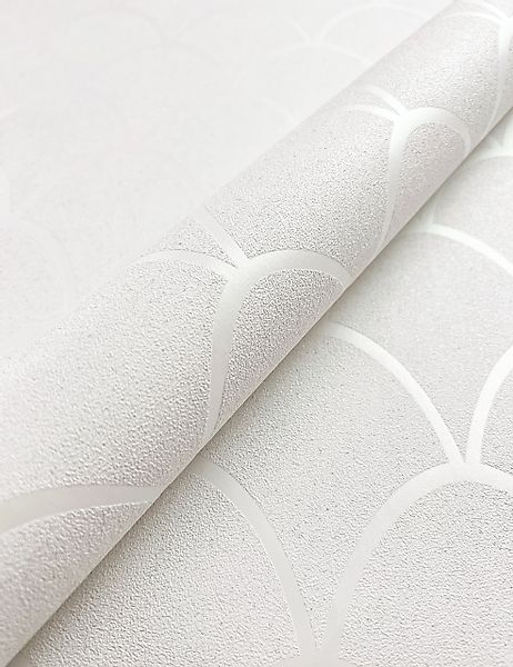 Newroom Vliestapete, Weiß Tapete Modern Fischschuppen günstig online kaufen