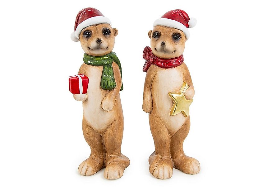 Logbuch-Verlag Dekofigur Lustige Erdmännchen Figuren mit Weihnachtsmütze 24 günstig online kaufen
