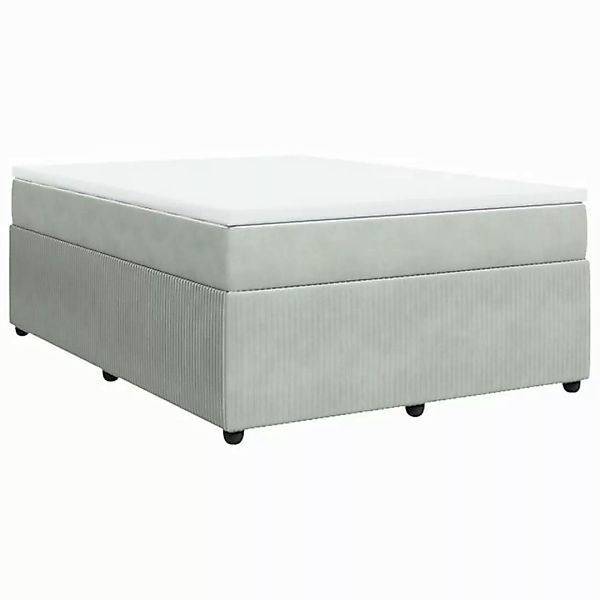 vidaXL Boxspringbett Boxspringbett mit Matratze Hellgrau 140x200 cm Samt Be günstig online kaufen