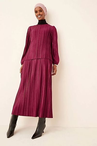 Next Plisseekleid Langes, mehrlagiges Kleid aus plissiertem Satin (1-tlg) günstig online kaufen