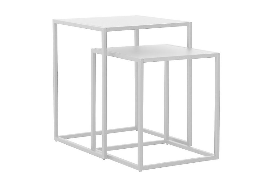 en.casa Beistelltisch (2er Set), »Vejen« Stahl Weiß, matt günstig online kaufen