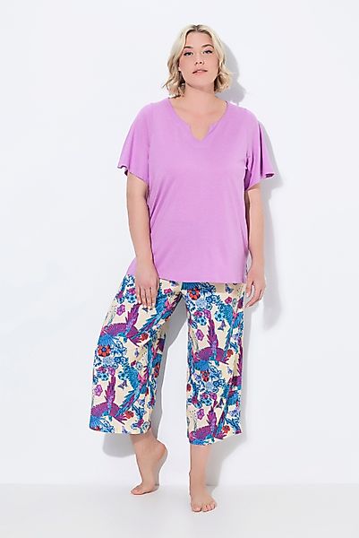 Ulla Popken Pyjama Pyjama Papagei Tunika-Ausschnitt günstig online kaufen