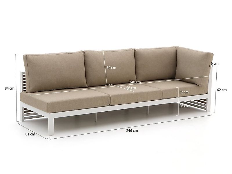 Bellagio Cadora Gartensofa 3-Sitzer linker Arm 246 cm günstig online kaufen
