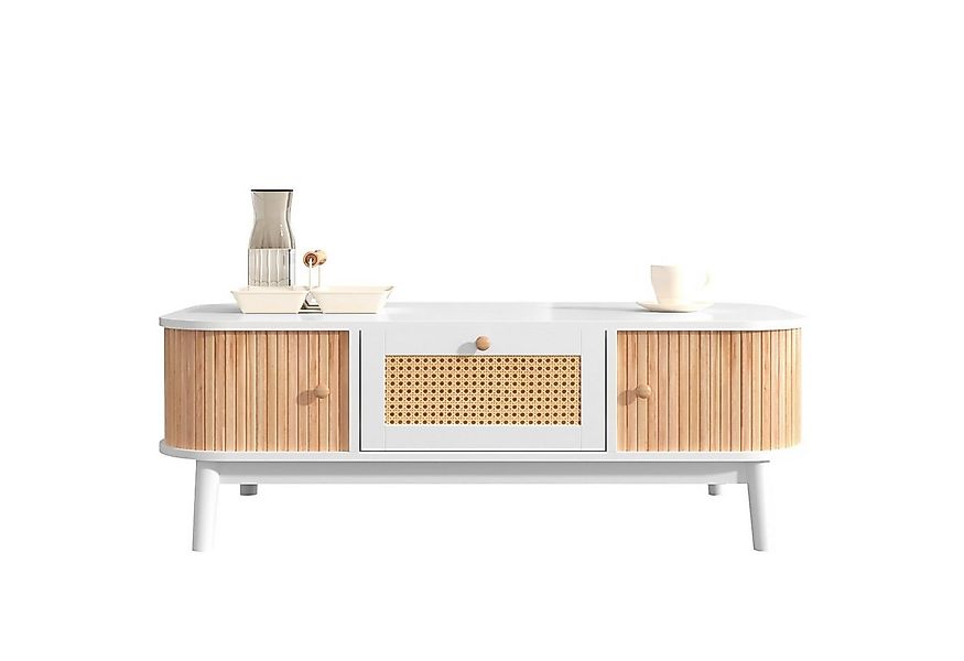 BlingBin Wohnzimmertisch Couchtisch Rattan-Kaffeetisch (1-St., Breite 110 C günstig online kaufen