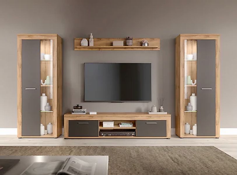 INOSIGN Wohnwand »Aosta, Breite 310cm, best. aus: 2x Vitrine, Lowboard, Wan günstig online kaufen