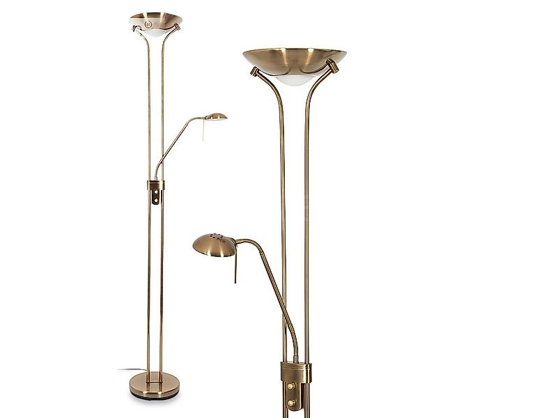 hofstein Deckenfluter »Roppa« Stehleuchte aus Metall in Messing, Drehdimmer günstig online kaufen