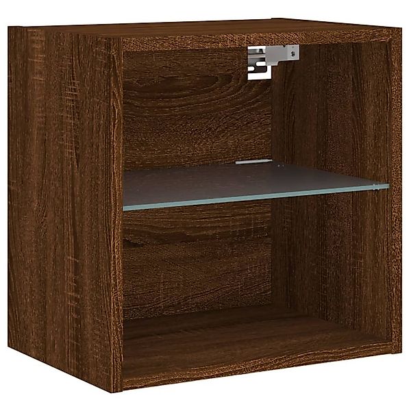vidaXL TV-Wand Wand-Nachttisch mit LED-Leuchten Braun günstig online kaufen