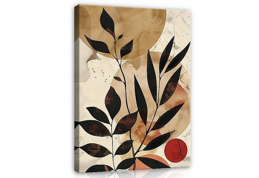 Wallarena Leinwandbild Boho Blätter Abstrakt Kunst Wandbild XXL Leinwandbil günstig online kaufen