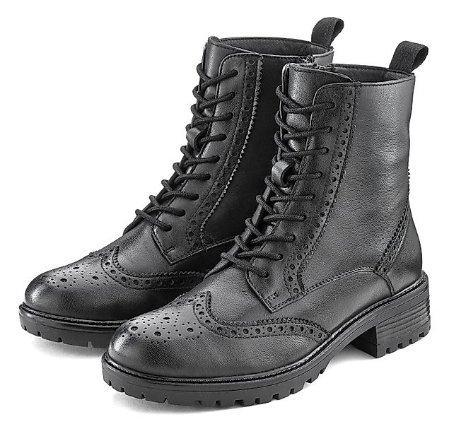LASCANA Schnürboots Schnürstiefelette, Ankle Boots, Leder, günstig online kaufen