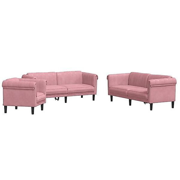 vidaXL Sofa 3-tlg. Sofagarnitur Rosa Samt günstig online kaufen