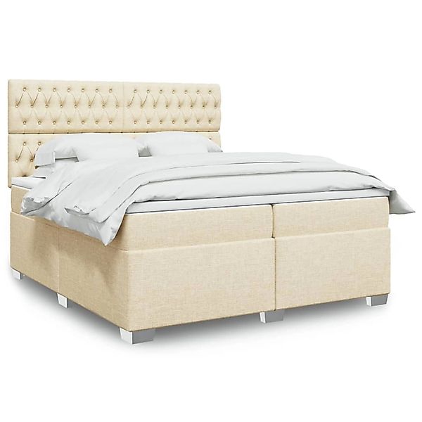 vidaXL Boxspringbett mit Matratze Creme 200x200 cm Stoff 3292907 günstig online kaufen