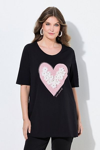 MIAMODA T-Shirt T-Shirt A-Linie Herz mit 3D-Blüten und Glitzer günstig online kaufen