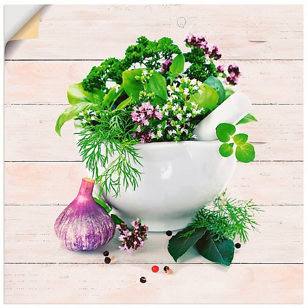 Artland Wandbild "Heilkräuter auf weißem Hintergrund Küche", Arrangements, günstig online kaufen