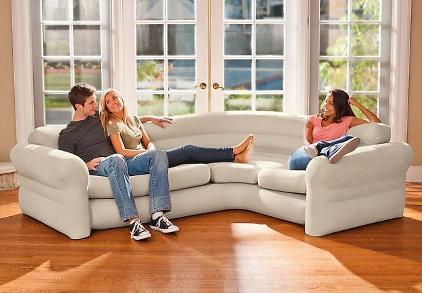 Intex Ecksofa Corner Sofa Ecksofa beige aufblasbar 257 x 203 x 76 cm 68575N günstig online kaufen
