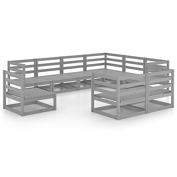 vidaXL 9-tlg Garten-Lounge-Set Grau Kiefer Massivholz Modell 17 günstig online kaufen