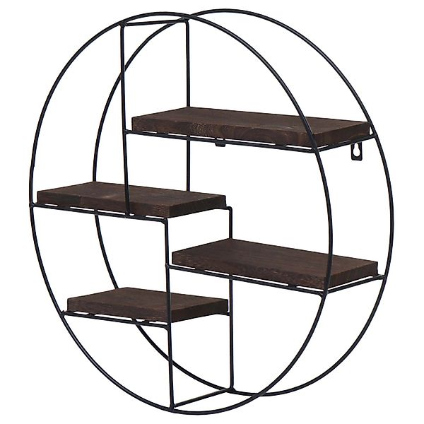 BERLINLODGE Wandregal Rund HxBxT 45x45x11cm 4 Regalböden Metall Massiv-Holz günstig online kaufen