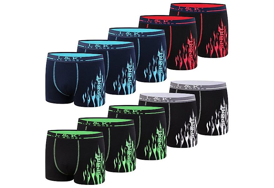 L&K Boxershorts 1104-1121 (10er-Pack) Herren Boxershorts mit tollem Motiven günstig online kaufen