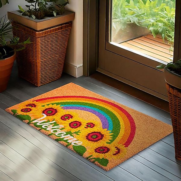 BRUBAKER Fußmatte Welcome Schriftzug mit Sonnenblumen günstig online kaufen