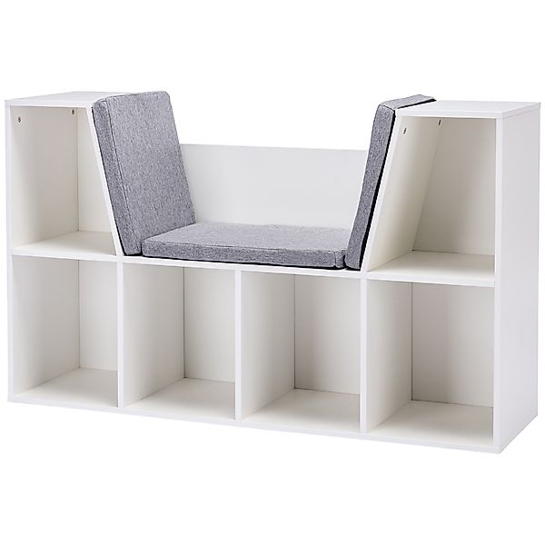 HOMCOM Kinderregal Bücherregal mit Sitzhocker Kindersitzbank mit 6 Fächern günstig online kaufen
