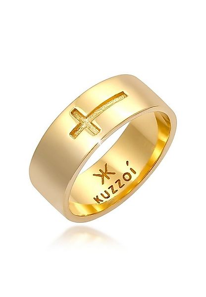 Kuzzoi Silberring Herren Bandring Kreuz Glanz 925 Silber, Kreuz günstig online kaufen