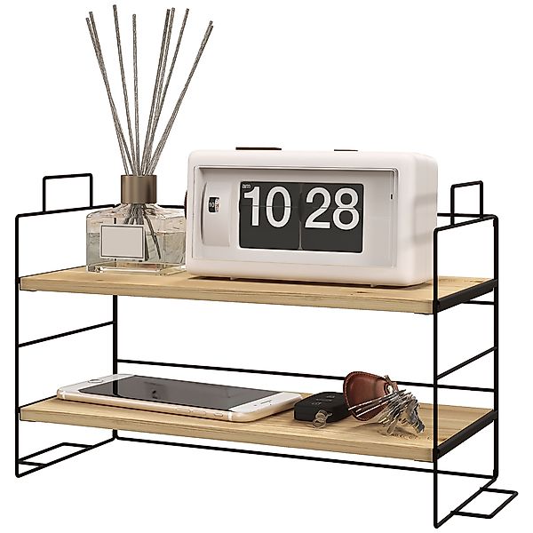 HOMCOM Büroorganisator, 2-stufiges Büroregal, 42B x 16,5T x 24,5H cm, Holzr günstig online kaufen