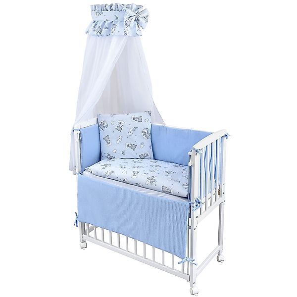 Baby-Delux Beistellbett Babybett Waffelpique Bärchen Blau, günstig online kaufen