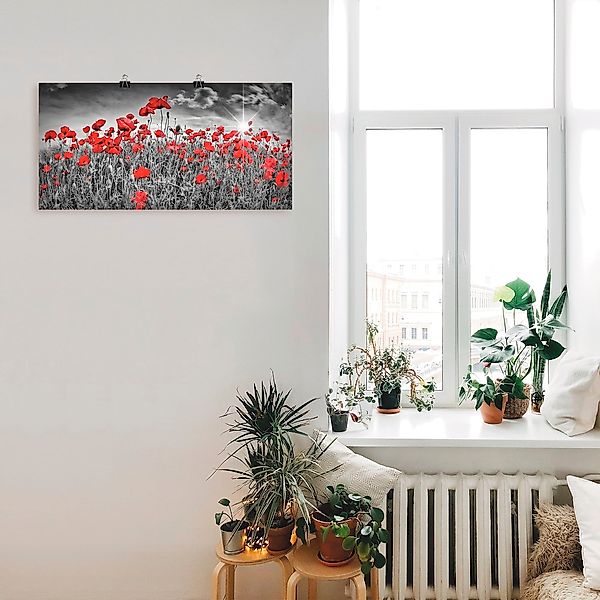 Artland Wandbild "Idyllisches Mohnblumenfeld mit Sonne", Blumen, (1 St.), a günstig online kaufen