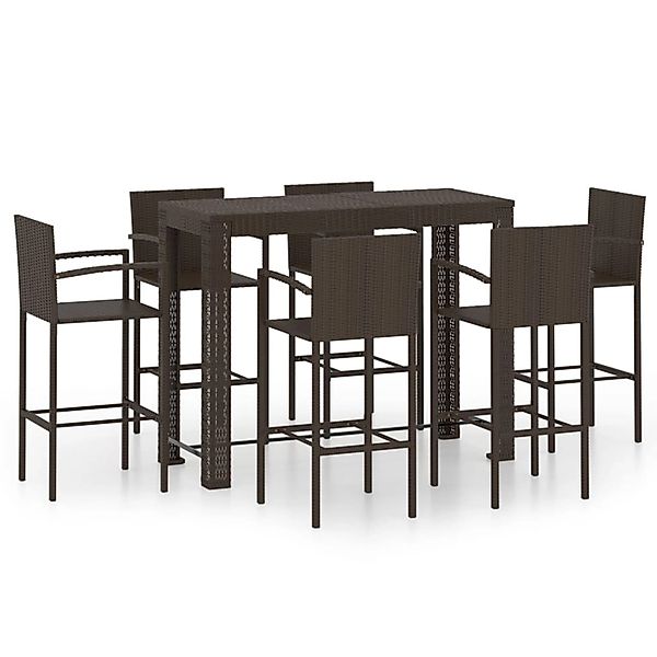 7-tlg. Garten-bar-set Mit Armlehnen Poly Rattan Braun günstig online kaufen