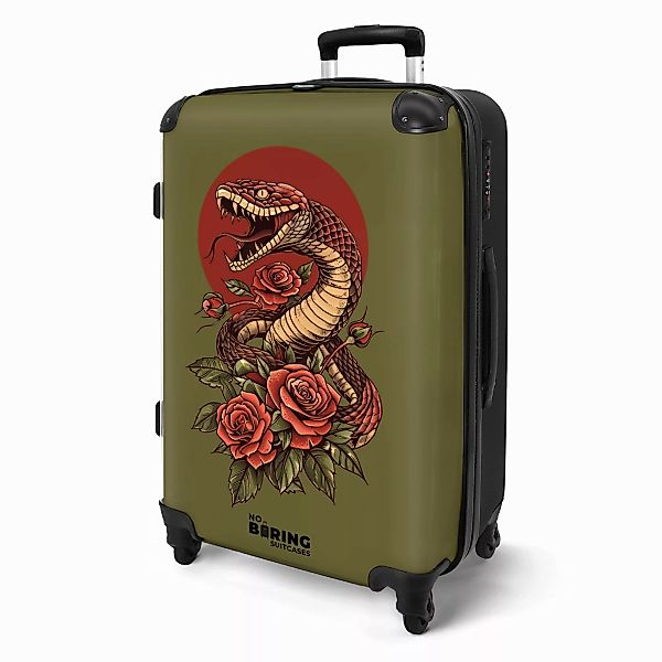 NoBoringSuitcases.com© Hartschalen-Trolley Grün mit Schlange und günstig online kaufen