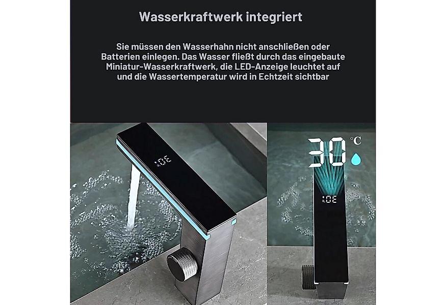 LuxaSteel Waschbeckenbrause Wasserhahn, Badarmatur, LED Wasserhahn (Komplet günstig online kaufen
