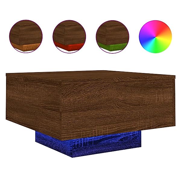 vidaXL Ablagetisch, Couchtisch mit LED-Leuchten Braun günstig online kaufen