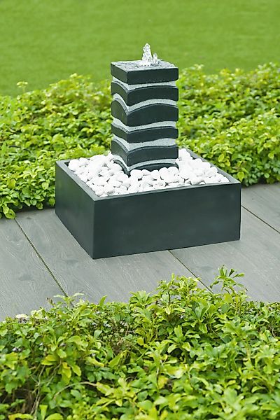 AcquaArte Gartenbrunnen "BORGO", Wasserspiel Dekosäule mit LED in edler Mar günstig online kaufen