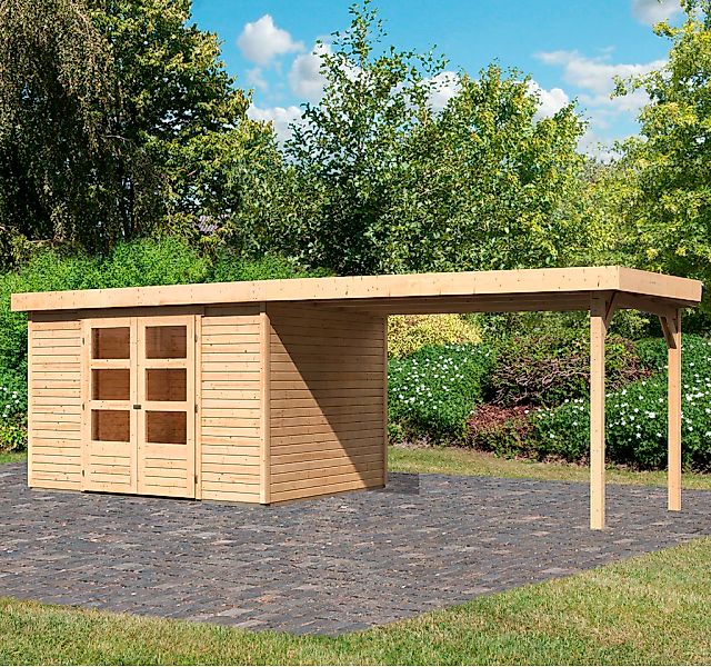 Karibu Gartenhaus ""Arnis 5" SET anthrazit mit Anbaudach 2,80 m Breite" aus günstig online kaufen