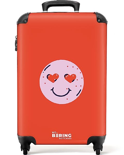 NoBoringSuitcases.com© Hartschalen-Trolley Rotes und rosafarbenes Smiley-Ge günstig online kaufen