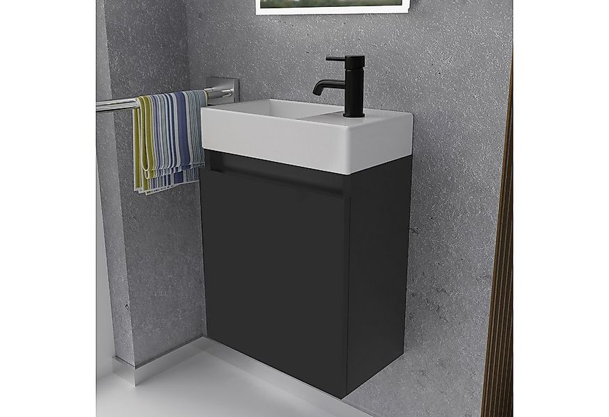 Alpenberger Badmöbel-Set Gäste WC Waschbecken mit Unterschrank - Badschrank günstig online kaufen