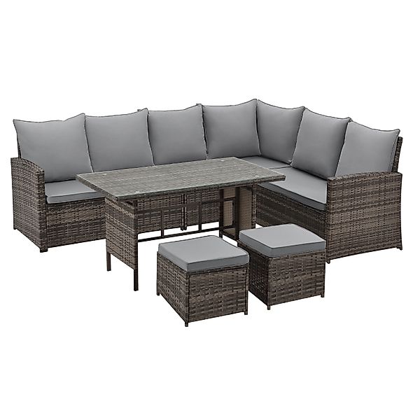 Svita Monroe Garten-Lounge Set Polyrattan Lounge-Möbel Sitzgruppe Braun günstig online kaufen
