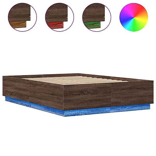 vidaXL Bettgestell mit LED Braun Eichen-Optik 140x200 cm Holzwerkstoff 3209 günstig online kaufen