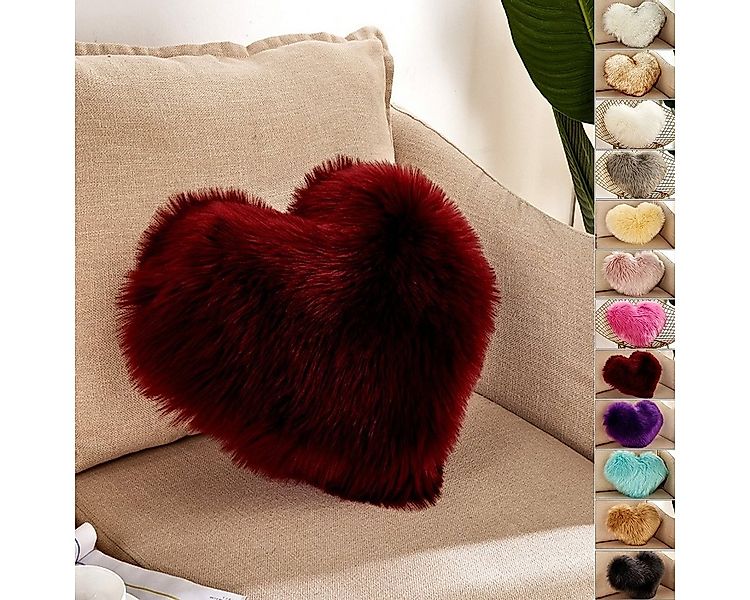 BTTO Kissenbezug Kissenbezug 1/2St.Herzform 40X50cm Hochfloriges Wollimitat günstig online kaufen