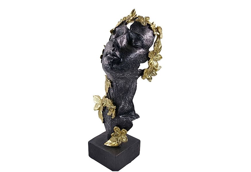 trends for living Dekofigur Skulptur Schwarzes Gesicht mit Goldenen Blumen günstig online kaufen