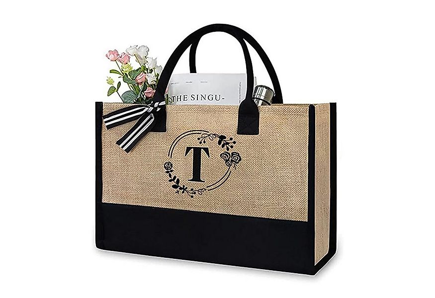 MODFU Einkaufsshopper Arbeitstasche Damen Jute Canvas Tote, 21 l, für Freiz günstig online kaufen