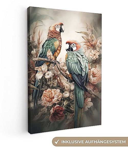 OneMillionCanvasses® Leinwandbild Papageien - Vögel - Natur - Blumen, Fotod günstig online kaufen