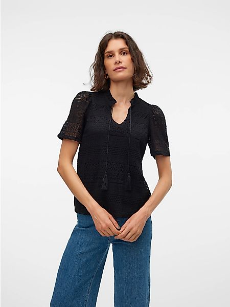 Vero Moda Spitzenshirt "VMHONEY LACE S/S TASSEL TOP WVN GA" günstig online kaufen