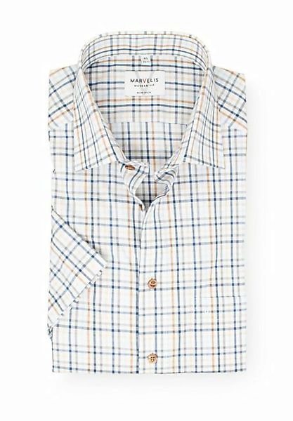 MARVELIS Kurzarmhemd Kurzarmhemd - Modern Fit - Kariert - Beige günstig online kaufen